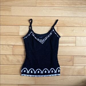 Black and White Crochet Women's Top
